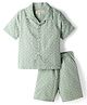 JASH KIDS Cotton Woven Half Sleeves Co-ords Shirt & Shorts Set with Abstract Print - Mint