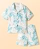 JASH KIDS Cotton Woven Half Sleeves Tropical Theme Printed Co-Ords Shirt & Shorts  - Light Blue