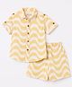 JASH KIDS Cotton Woven Half Sleeves Striped Co-Ords Shirt & Shorts Set - Mustard