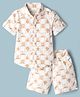 JASH KIDS Cotton Woven Half Sleeves Nautical Theme & Checked Co-Ords Shirt & Shorts Set - White & Orange