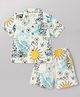 JASH KIDS Cotton Woven Half Sleeves Nautical Theme Printed Co-Ords Shirt & Shorts Set - Light Blue