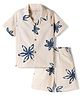 JASH KIDS Cotton Woven Half Sleeves Floral Printed Co-Ords Shirt & Shorts Set - White & Blue