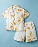 JASH KIDS Cotton Woven Half Sleeves Co-ords Shirt & Shorts Set with Leaf Print - Mustard