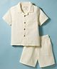JASH KIDS Cotton Woven Half Sleeves Solid Shirt & Shorts Set - Cream