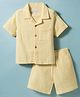 JASH KIDS Cotton Woven Half Sleeves Solid Shirt & Shorts Set - Lemon Yellow