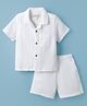 JASH KIDS Cotton Woven Half Sleeves Solid Shirt & Shorts Set - White