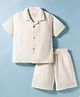 JASH KIDS Cotton Woven Half Sleeves Solid Shirt & Shorts Set - Cream