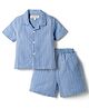JASH KIDS Cotton Woven Half Sleeves Co-ords Shirt & Shorts Set with Stripes - Light Blue