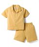 JASH KIDS Cotton Woven Half Sleeves Co-ords Shirt & Shorts Set with Stripes - Mustard