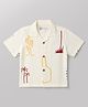 JASH KIDS Linen Woven Half Sleeves Printed Shirt - White