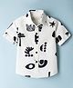JASH KIDS Cotton Woven Half Sleeves Abstract Printed Shirt - White & Black