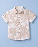 JASH KIDS Cotton Woven Half Sleeves Floral Printed Shirt - Beige