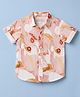 JASH KIDS Cotton Woven Half Sleeves Abstract Printed Shirt - Peach