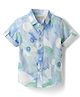 JASH KIDS Cotton Woven Half Sleeves Abstract Printed Shirt - Light Blue