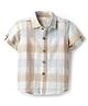 JASH KIDS Linen Woven Half Sleeves Checkered Shirt - Light Blue