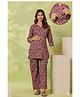 CRAFIQA Cotton Woven Three Fourth Sleeves Floral Printed Coordinating Maternity Kurti & Pant Set With Side Nursing Access - Grey