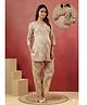 CRAFIQA Cotton Woven Three Fourth Sleeves Floral Printed Coordinating Maternity Kurti & Pant Set With Side Nursing Access - Mauve