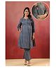 CRAFIQA Cotton Woven Three Fourth Sleeves Dots Printed Maternity Kurti With Side Zipper Nursing Access & Coordinating Pant Set  - Grey