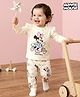 Babyoye Disney 100% Cotton Knit Full Sleeves T-Shirt & Pyjama Night Suit -Off White