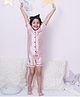 Fairies Forever Satin Knit Half Sleeves Flamingo Printed Night Suit Set - Pink