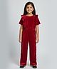 Fairies Forever Velvet Woven Half Sleeves Solid Jumpsuit -Maroon