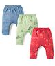 Zero Interlock Knit Full Length Diaper Leggings with Animal Print Pack of 3 - Red, Green & Blue