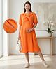 Bella Mama Woven Half Sleeves Solid Maternity Ruffled Dress - Orange