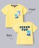 Babyhug Cotton Knit Half Sleeves Oversized Front & Back Beach Theme Print T-Shirt - Yellow