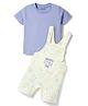 Babyoye 100% Cotton With Eco Jiva Finish Dungaree & Half Sleeves Inner Tee with Bunny Print - White