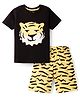 Kookie Kids Single Jersey Knit Half Sleeves Tiger Printed T-Shirt & Shorts Set - Black & Yellow