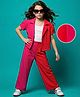OLLINGTON ST. Waffle Knit Half Sleeves Top With Inner Tee & Culottes Set - Red & Pink