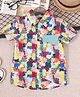 Mark & Mia Cotton Half Sleeves  Printed Shirt - Blue Red & Yellow