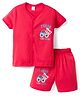Tango Single Jersey Knit Half Sleeves T-Shirt & Shorts Co-ord Night Suit With Truck Print - Red