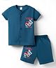 Tango Single Jersey Knit Half Sleeves T-Shirt & Shorts Co-ord Night Suit With Truck Print - Blue