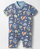 Kidi Wav Half Sleeves Dinosaur Printed Romper - Blue