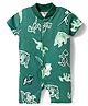Kidi Wav Half Sleeves Dinosaur Fossils Printed Romper - Green
