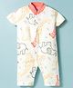 Kidi Wav Half Sleeves Animals Printed Romper - White