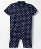 Kidi Wav Half Sleeves Polka Dots Printed Romper - Navy Blue
