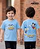 Babyhug Disney Single Jersey Knit Half Sleeves T-Shirt with Front and Back Mickey Mouse & Donald Duck Graphic - Light Blue
