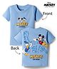Babyhug Disney Single Jersey Knit Half Sleeves T-Shirt with Front and Back Mickey Mouse & Donald Duck Graphic - Light Blue