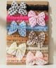 SYGA Set Of 6 Gingham Checked Bow Applique Detailed Headbands - Multi Color