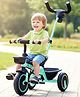R for Rabbit Tiny Toes R20 Plus Tricycle for Kids with Rubber Wheels Adjustable Parental Control Front & Rear Storage Basket - Aqua Blue