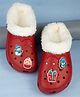 Yellow Bee Snowman & Cupcake Applique Plush Line Detailed Perforated Clogs - Red