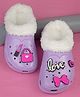 Yellow Bee Lipstick Bag & Bow Applique Plush Line Detailed Perforated Clogs - Purple