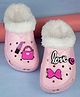 Yellow Bee Lipstick Bag & Bow Applique Plush Line Detailed Perforated Clogs - Pink