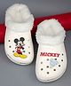 Yellow Bee Disney Mickey Mouse  Featuring Character Applique Detailed Plush Line Perforated Clogs - White