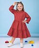 KETIMINI Cotton Knit Full Sleeves Solid Dress - Maroon
