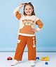 KETIMINI Cotton Looper Knit Full Sleeves Teddy Bear Applique Detailed Top & Lounge Pant Set - Cream & Brown