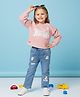 KETIMINI Cotton Knit Full Sleeves Hello Applique Top & Jeans Set - Pink & Blue