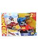 Hot Wheels Ultimate Dual Dragon Transporter & Two 1:64 Scale Toy Cars - Multicolor